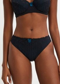 Slip bonprix "Slip mit zarter Spitze", Herren, Gr. 44/46 (L), schwarz (schwarz, blaupetrol), Obermaterial: 80% Polyamid, 20% Elasthan. Futter: 80% Polyamid, 20% Elasthan. Spitze: 88% Polyamid, 12% Elasthan, Unterhosen Slip, klassischer Stil, mit zarter Spitze, aus Polyamid und Elasthan