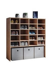 Mid.you , Eichefarben , Holzwerkstoff , 16 F&auml;cher , 92x99x33 cm , Garderobe, Schuhaufbewahrung, Schuhregale