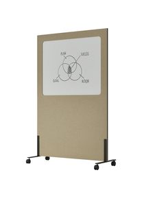 SMIT VISUAL Whiteboard Silva, mobiel, ge&euml;mailleerd staal / PET-vilt, beige