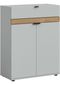Garderobenschrank Home Affaire, grau, eiche, B:75cm H:98cm T:37cm, Schr&auml;nke, Garderobenschrank, Oran, Schuhkommode, Schublade, Evoke Oak NB, 3 F&auml;cher