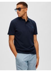Poloshirt Selected "SLHDANTE SS POLO NOOS", Herren, Gr. S, blau (navy blazer), Single Jersey, Obermaterial: 100% Baumwolle, regular fit, Shirts Poloshirt