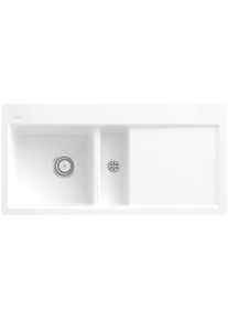 Villeroy & Boch Villeroy und Boch Subway Fl&auml;chenb&uuml;ndige Sp&uuml;le 67701FR1 Becken links, mit Ablaufgarnitur und Handbet&auml;tigung, wei&szlig;