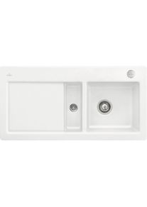 Villeroy & Boch Villeroy und Boch Subway Fl&auml;chenb&uuml;ndige Sp&uuml;le 67122FRW Becken rechts, mit Ablaufgarnitur und Excenterbet&auml;tigung, Stone White