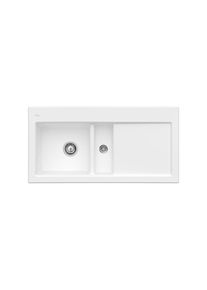 Villeroy & Boch Villeroy und Boch Subway Fl&auml;chenb&uuml;ndige Sp&uuml;le 67702FRW Becken links, mit Ablaufgarnitur und Excenterbet&auml;tigung, Stone White