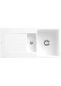 Villeroy & Boch Villeroy und Boch Siluet Fl&auml;chenb&uuml;ndige Sp&uuml;le 33371FKG mit Ablaufgarnitur und Handbet&auml;tigung, Snow White
