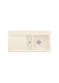 Villeroy & Boch Villeroy und Boch Subway Fl&auml;chenb&uuml;ndige Sp&uuml;le 67122FKR Becken rechts, mit Ablaufgarnitur und Excenterbet&auml;tigung, Crema