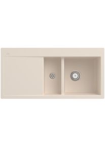 Villeroy & Boch Villeroy und Boch Subway Fl&auml;chenb&uuml;ndige Sp&uuml;le 67121FFU Becken rechts, mit Ablaufgarnitur und Handbet&auml;tigung, Ivory