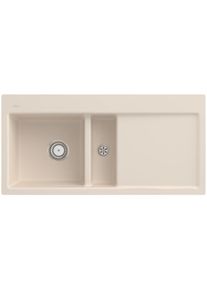 Villeroy & Boch Villeroy und Boch Subway Fl&auml;chenb&uuml;ndige Sp&uuml;le 67701FFU Becken links, mit Ablaufgarnitur und Handbet&auml;tigung, Ivory