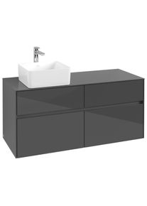 Villeroy & Boch Villeroy und Boch Collaro Waschtischunterschrank C04200FP 120 x 54,8 x 50 cm, Waschtisch links, Glossy Grey