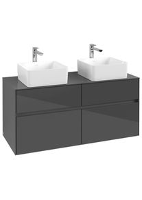 Villeroy & Boch Villeroy und Boch Collaro Waschtischunterschrank C04400FP 120 x 54,8 x 50 cm, f&uuml;r 2 Waschtische, Glossy Grey