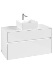 Villeroy & Boch Villeroy und Boch Collaro Waschtischunterschrank C03800DH 100 x 54,8 x 50 cm, Waschtisch mittig, Glossy White