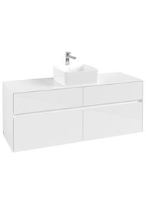 Villeroy & Boch Villeroy und Boch Collaro Waschtischunterschrank C04500DH 140 x 54,8 x 50 cm, Waschtisch mittig, Glossy White