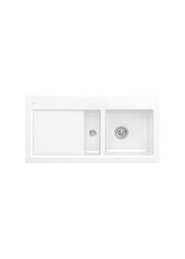 Villeroy & Boch Villeroy und Boch Subway Fl&auml;chenb&uuml;ndige Sp&uuml;le 67122FR1 Becken rechts, mit Ablaufgarnitur und Excenterbet&auml;tigung, wei&szlig;