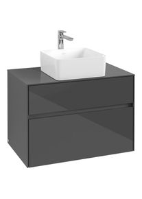 Villeroy & Boch Villeroy und Boch Collaro Waschtischunterschrank C03700FP 80 x 54,8 x 50 cm, Waschtisch mittig, Glossy Grey