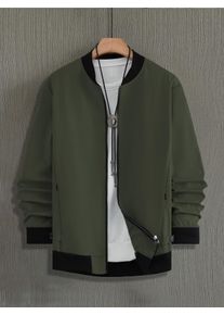 Baseball Collar Bomber Jacket Men's Spring Fall Loose Casual Windproof Workwear Coat