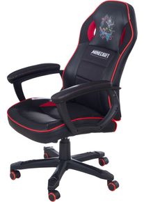 Gaming-Stuhl Phoenix, schwarz, schwarz, B:62cm H:108,5cm T:66,5cm, Kunststoff, Metall, Polyester, St&uuml;hle, Gaming-Stuhl, rote Absetzungen, Racing Chair