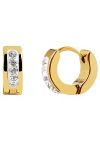 Adelia&acute;s Paar Creolen ADELIA&acute;S "Damen Ohrringe &iquest; Klappcreole aus Edelstahl mit Strass Steinchen", gold, Ohrringe, Damen, Edelstahl, Paar Creolen