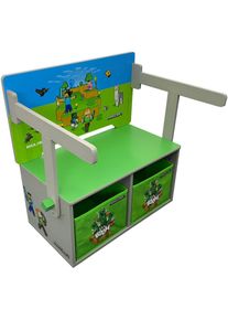 Sitzbank Phoenix "Minecraft Spielbank", bunt, bunt, B:60cm H:65,4cm T:35cm, MDF, Polyester, Sitzb&auml;nke, Sitzbank, umklappbar zu einer Spielebank mit Tisch