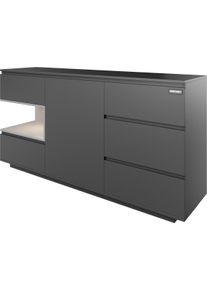 Kommode Phoenix "Minecraft Sideboard", schwarz, B:160cm H:82cm T:40cm, Holzwerkstoff, Sideboards, Kommode, inkl Beleuchtung