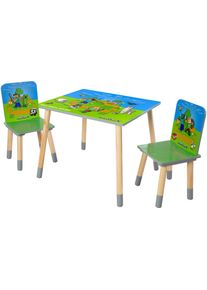 Kindersitzgruppe Phoenix "Minecraft Sitzgruppe", minecraft, gr&uuml;n, natur, grau, B:60cm H:49cm T:50cm, MDF, Massivholz, Sitzm&ouml;bel-Sets, Kindersitzgruppe, Set Tisch mit 2 St&uuml;hlen