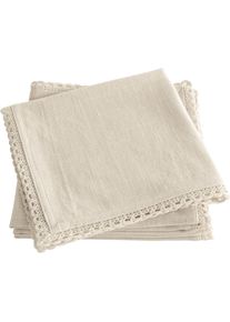 Stoffserviette OTTO HOME "Elyna", beige (taupe), B:45cm L:45cm, Obermaterial: 100% Baumwolle, Servietten, Stoffserviette, uni, mit sch&ouml;ner Spitze, weiche Haptik, 45x45 cm, Leinenoptik