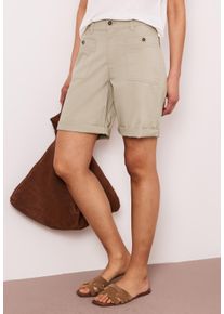 Bermudas Street One "Style Yulius", Damen, Gr. 44, N-Gr, cobble stone, Web, Obermaterial: 98% Baumwolle, 2% Elasthan, unifarben, normal kniefrei, Hosen Bermudas, Sommershorts mit Turn-Up