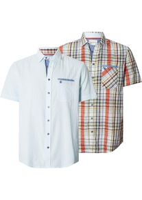 Kurzarmhemd Babista "Doppelpack Hemd RICOBEL", Herren, Gr. 3XL, weit, blau (hellblau kariert), Obermaterial: 100% Baumwolle CO., Hemden Kurzarmhemd