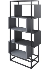 B&uuml;cherregal Phoenix, schwarz, B:87cm H:163,5cm T:38cm, Holzwerkstoff, Metall, Regale, B&uuml;cherregal