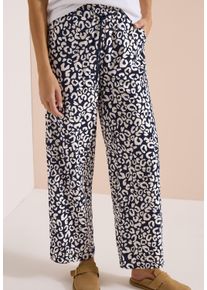 Stoffhose Cecil "Style Neele", Damen, Gr. XXL (46), L&auml;nge 30, urban dunkelblau, Web, Obermaterial: 100% Viskose, loose fit lang, Hosen Stoffhose, Sommerhose im Loose Fit mit Leo-Print