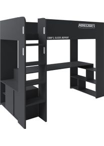 Hochbett Phoenix, schwarz, B:96cm H:181cm L:226,5cm, Hochbetten, Hochbett