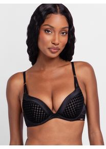 Push-up-BH Dorina "Julianna", Damen, Gr. 75, Cup C, schwarz, Mesh, Satin, Obermaterial: 49% Polyamid, 45% Polyester, 6% Elasthan, BHs Push-up-BH
