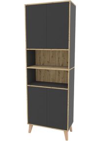 Hochschrank Welltime "Morena", basalt grau mit artisan eiche, B:66,4cm H:195cm T:32,5cm, ABS-Kunststoff, Holzwerkstoff, Schr&auml;nke, Hochschrank