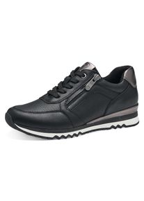 Sneaker Marco Tozzi, Damen, Gr. 39, schwarz (schwarz metallicfarben), Lederimitat, metallic, unifarben mit Farbeinsatz, Schuhe Sneaker, mit Feel Me-Ausstattung, Freizeitschuh, Halbschuh, Schn&uuml;rschuh