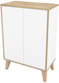 Hochschrank Welltime "Morena", wei&szlig; mit artisan eiche, B:60cm H:87cm T:32,5cm, ABS-Kunststoff, Holzwerkstoff, Schr&auml;nke, Hochschrank