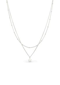 Silberkette Elli "Halskette Layer Stern Zirkonia Wei&szlig; 925 Sterling Silver" Gr. 40, silber, Halsketten, Damen, Silber 925 (Sterlingsilber), Silberkette