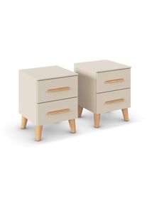 Rauch Nachttisch-Paar &raquo;Skandi&laquo; - 40x42x53cm - beige - Holz / Holz