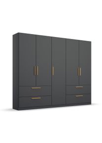 Rauch Dreht&uuml;renschrank "Skandi" 5-t&uuml;rig mit vier Schubladen - 226x54x210cm - grau - Holz