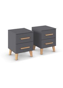 Rauch Nachttisch-Paar &raquo;Skandi&laquo; - 40x42x53cm - grau - Holz / Holz