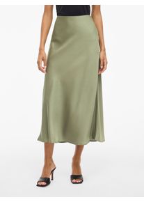 Maxirock Vila "VIELLETTE HW LONG SKIRT - NOOS", Damen, Gr. 44, gr&uuml;n (oil gr&uuml;n), Web, Obermaterial: 100% Polyester, unifarben, Basic schmal wadenlang, R&ouml;cke Maxirock, Kunstfaser