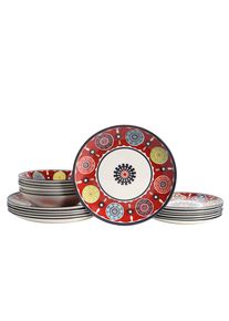 Teller-Set Creatable "Sumaya, Teller Set 18-tlg", bunt (rot, bunt), 18 Stk., Steingut, Geschirr-Sets, Teller-Set, Mandala Motive