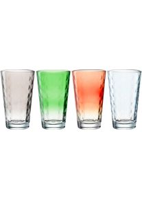 Gl&auml;ser-Set Leonardo "OPTIC", bunt (mehrfarbig), H:17cm &Oslash;:9,2cm, Glas, Trinkgef&auml;&szlig;e, Gl&auml;ser-Set, 540 ml, 4-teilig