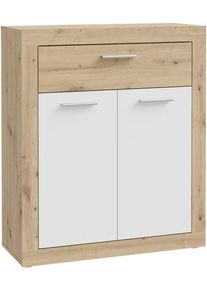 Schuhkommode FORTE "Baccio", wei&szlig; (artisan eiche, wei&szlig;), B:83cm H:98,2cm T:33,8cm, Holzwerkstoff, Sideboards, Schuhkommode, Schuhschrank, 12 Paar Schuhe, Rahmenoptik