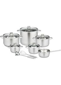 Topf-Set GSW "Rigo", silber (edelstahlfarben), T&ouml;pfe, Topf-Set, Literskala, Induktion, inkl. K&uuml;chenhelfer