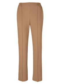 Schlupfhose GOLDNER "Jersey-Schlupfhose Martha", Damen, Gr. 46, N-Gr, braun (camel), Obermaterial: 68% Viskose CV. 27% Polyamid PA. 5% Elasthan EL., normal, Hosen Schlupfhose, Abgesteppte Biesen: wirken streckend
