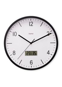 Funkwanduhr Hama "Funkuhr "Lanzarote", ohne Ticken, &Oslash; 35cm, Schwarz", schwarz, &Oslash; 35cm, Funkuhr, Wanduhren, Funkwanduhr, mit Thermo- und Hygrometer, ger&auml;uscharm