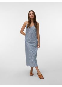 V&eacute;ro Moda Tr&auml;gerkleid VERO MODA "VMSELMA 7/8 SINGLET DRESS NOOS", Damen, Gr. XS, N-Gr, navy blazer stripes:snow wei&szlig;, Web, Obermaterial: 85% Baumwolle, 15% Leinen, gestreift, lang, V-Ausschnitt, Kleider Tr&auml;gerkleid, Baumwollmischung, mit Leinen, verstellbare Spaghettitr&auml;ger