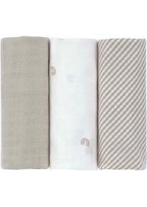 L&auml;ssig Stoffwindeln L&Auml;SSIG "Swaddle & Burp Blanket, L, Rainbow", Baby, Gr. 3 Stk., beige, Baumwolle, Windeln Stoffwindeln