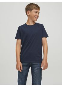 Jack & Jones Rundhalsshirt JACK & JONES JUNIOR "JJEORGANIC figurbetont, atmungsaktiv, kombinierbar", Jungen, Gr. 152, navy blazer, Jersey, Obermaterial: 100% Baumwolle, unifarben, slim fit normal, Rundhals, Shirts Rundhalsshirt, unifarben, casual, slim fit, Jersey, Rundhals