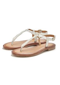Zehentrenner Vivance "Sandalette, Sommerschuh, Sandale", Damen, Gr. 39, wei&szlig;, Obermaterial: 100% Schafsleder. Decksohle: 100% Schafsleder. Futter: 100% Schafsleder. Laufsohle: 100% Synthetik, Flechtoptik, geflochten, unifarben, Basic, Schuhe Zehentrenner, NEU aus Leder mit Flecht-Optik