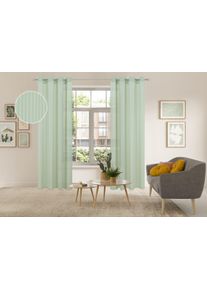 Gardine OTTO HOME "Fritty", gr&uuml;n, B:140cm H:145cm, Ausbrenner, Polyester, Gardinen, Gardine, &Ouml;sen, transparent, Pflegeleicht, elegante L&auml;ngststreifen